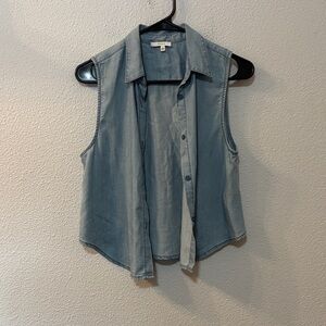 Talula Light Blue Sleeveless Button-Down Shirt